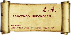 Lieberman Annamária névjegykártya